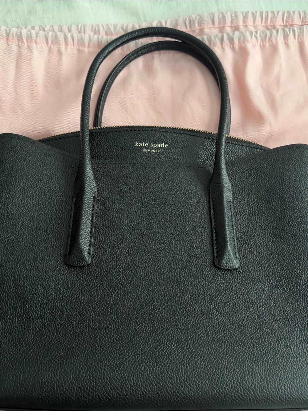 Kate Spade Large Margaux Tote in Black Leather with Pink Interior - Like New
